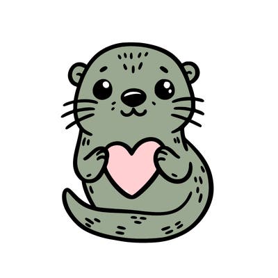 otter with a heart