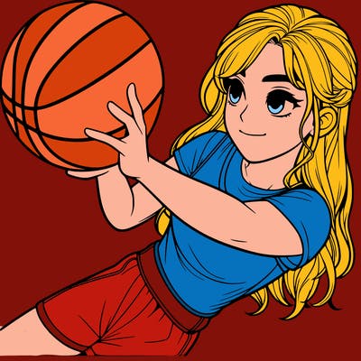realistic girl playing basketball