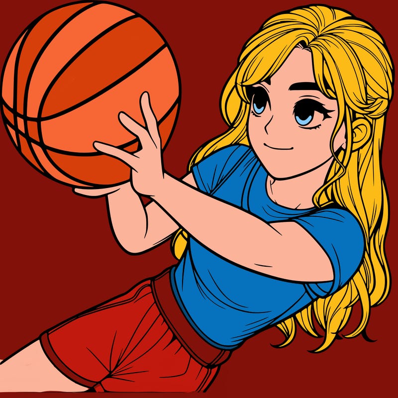 realistic girl playing basketball