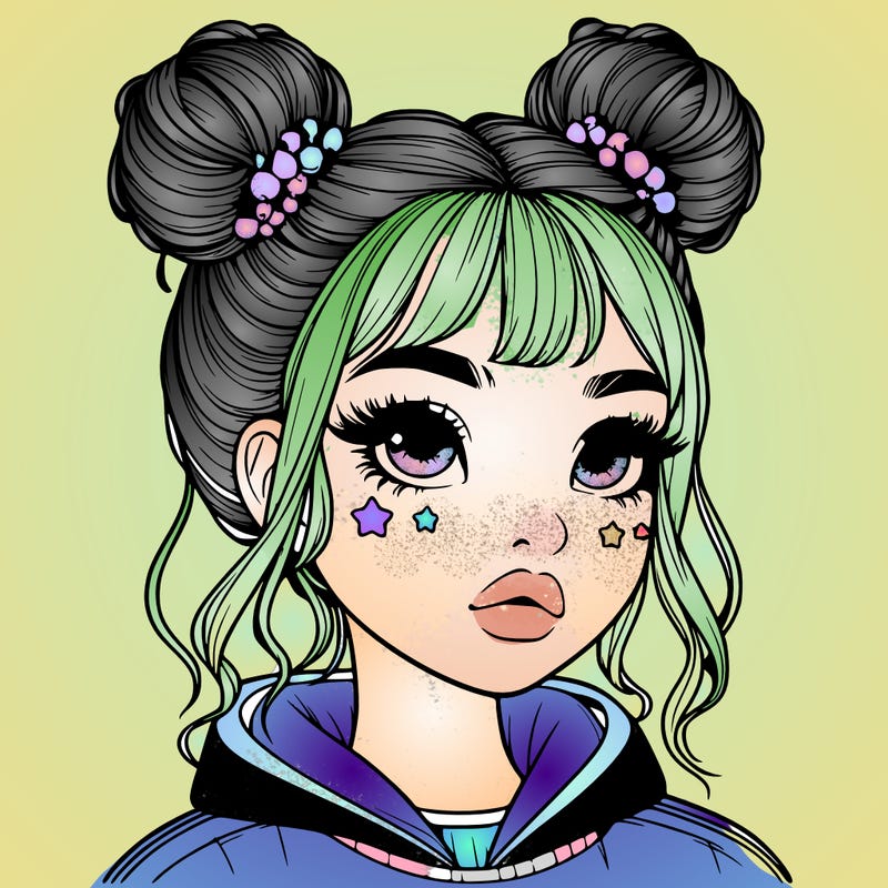 realistic girl with space buns