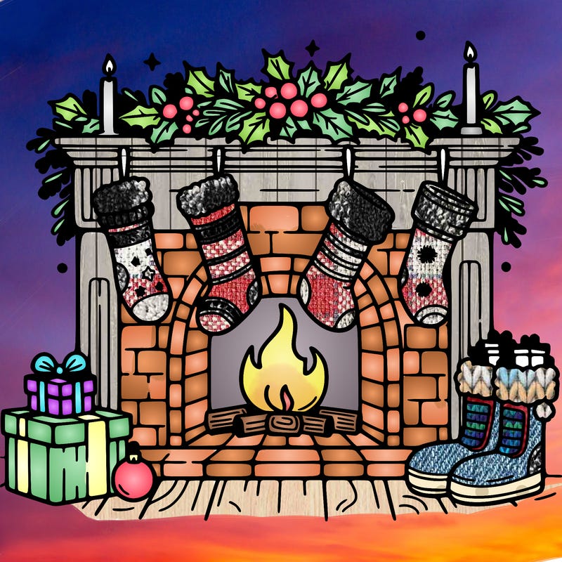 christmas fireplace with  stockings