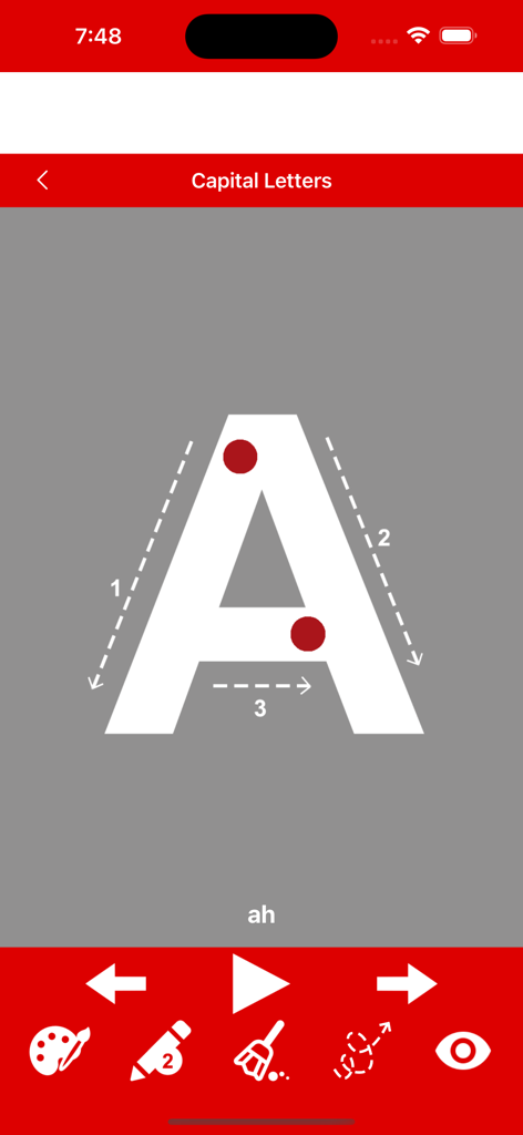 Write German Alphabet - ドイツ大文字Aの学習のためのインタラクティブななぞり書きガイド。