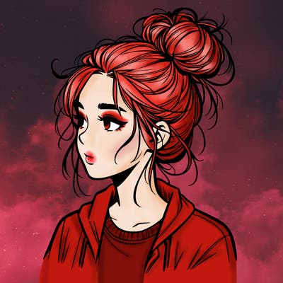 realistic teenage girl with a messy bun