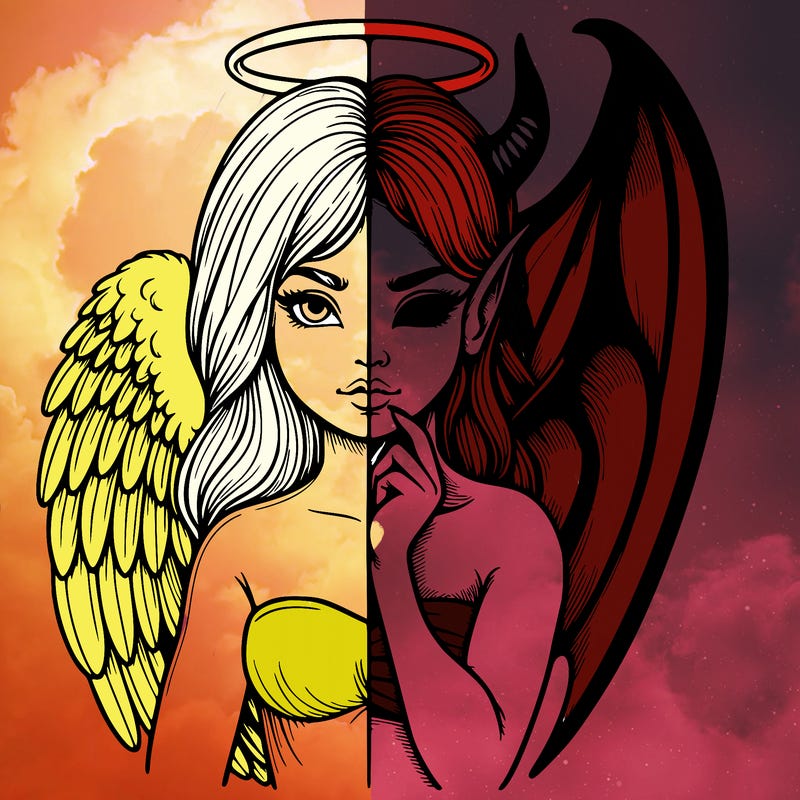 realistic angel half demon