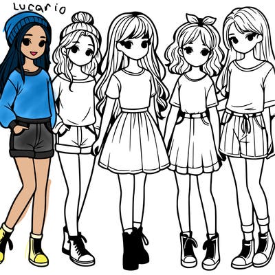 a group of five girls