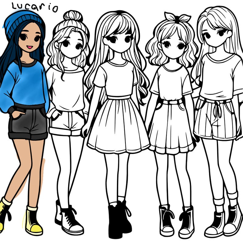 a group of five girls