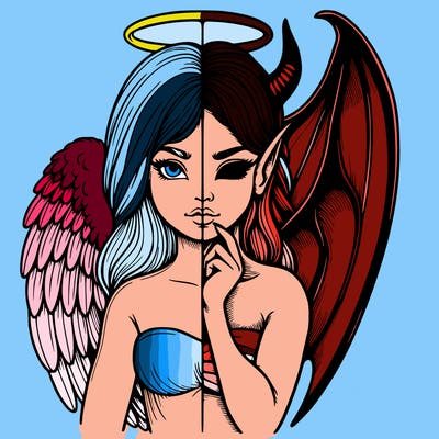 realistic angel half demon