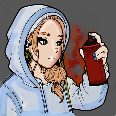 a realistic girl, spray painting