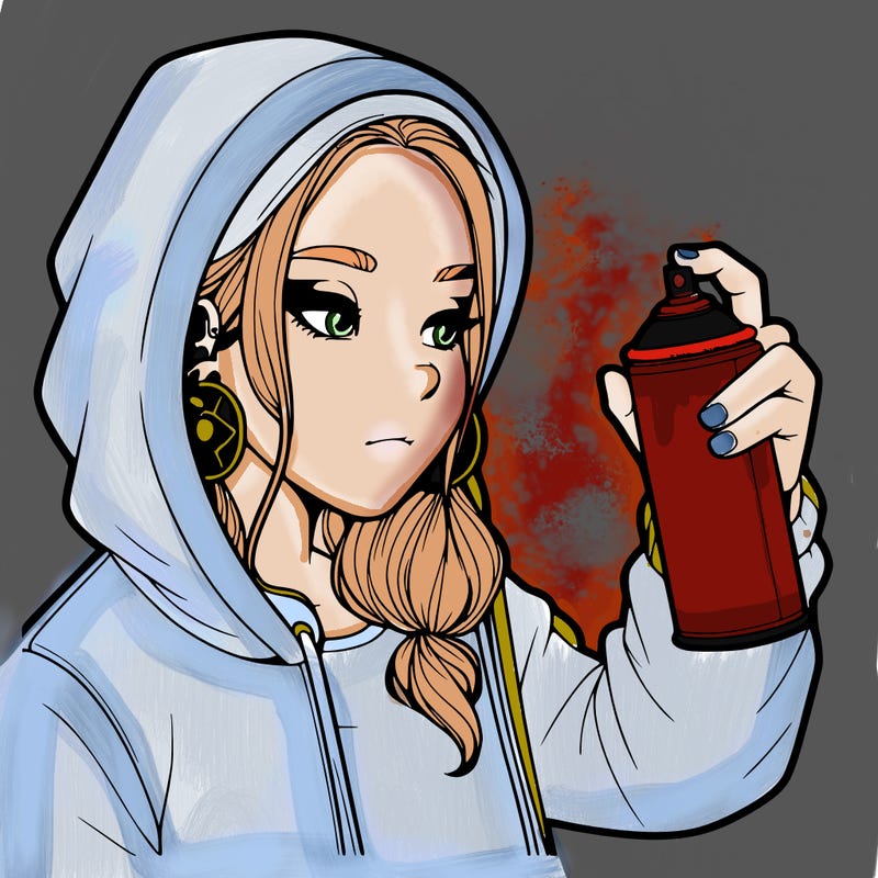 a realistic girl, spray painting