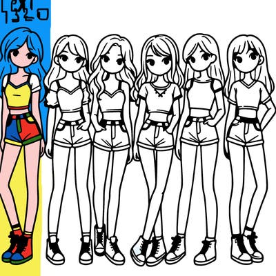 a group of girls wearing crop tops and shorts