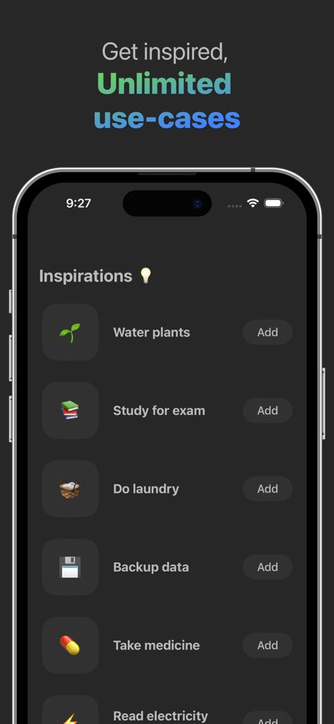 Reminder Widget by Mindr - Mindr 미리 알림 앱 인터페이스의 반복 작업에 대한 영감 목록