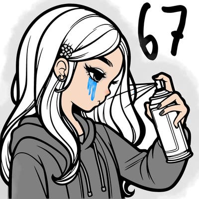 a realistic girl spray painting