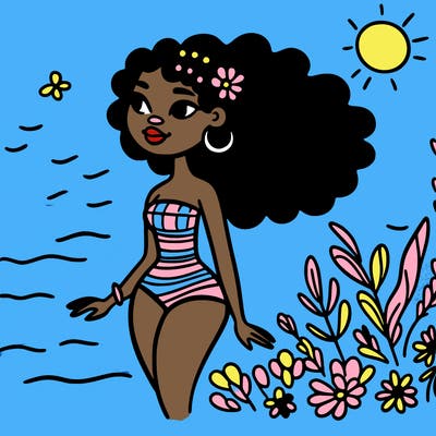 african woman in a swimsuit