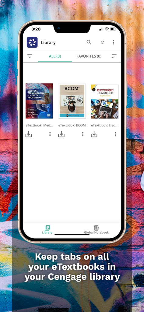 Cengage Read - Cengage Read app showing a library of digital textbooks on a smartphone