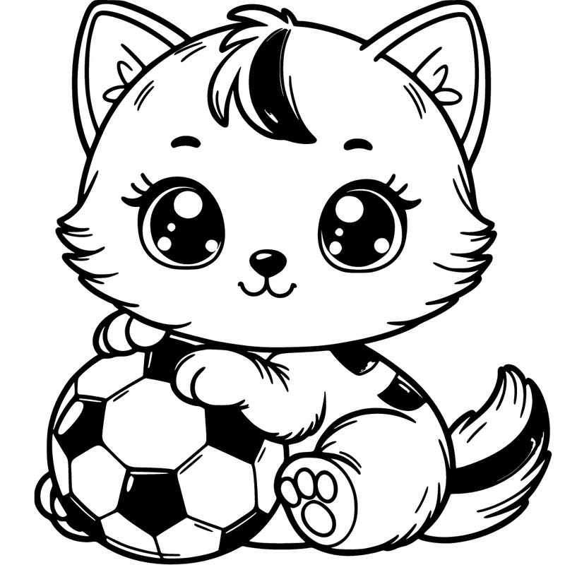 cute kitten with a soccer ball