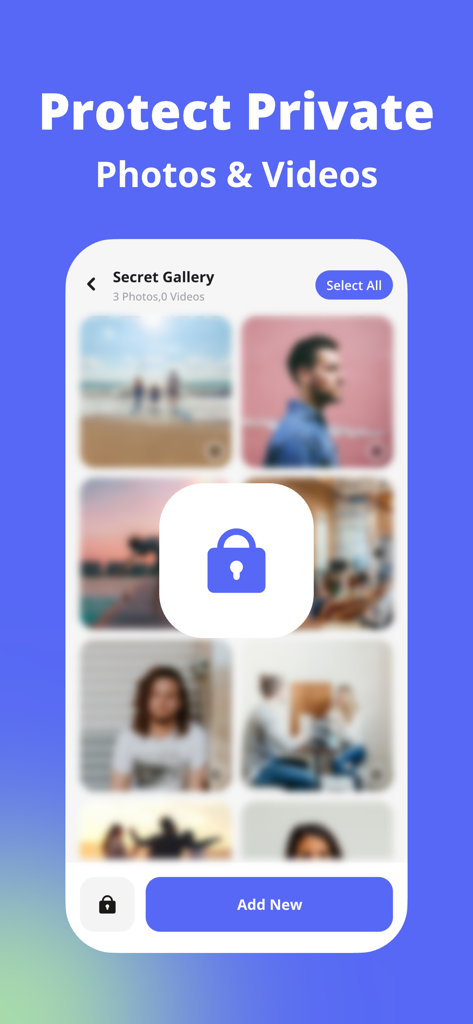 AI Cleaner - Storage Cleanup - AI Cleaner app interface showing the secret gallery feature for protecting private photos and videos with a secure lock icon