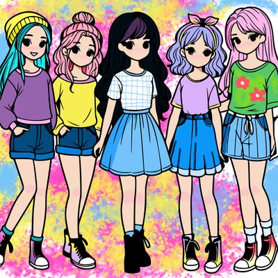 a group of five girls