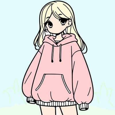 girl with big sweatshirt