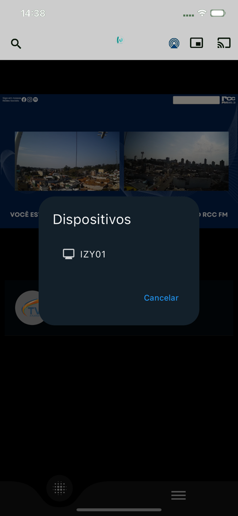 WiTV play - Application WiTV play montrant une fenêtre contextuelle de sélection d'appareil pour la diffusion de contenu IPTV.