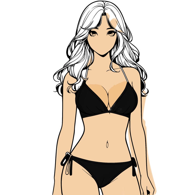 realistic girl with a revealing swimsuit