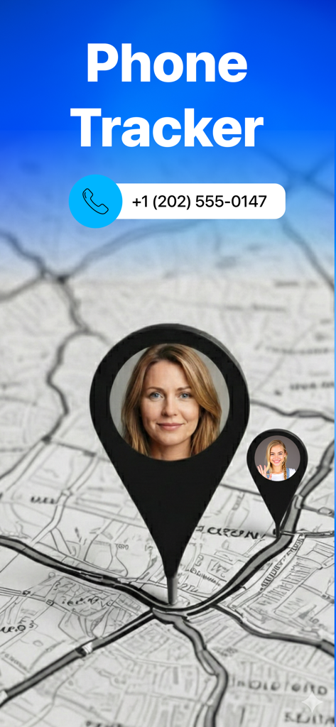 Interfaz de la aplicación de rastreo de teléfonos que muestra a los miembros de la familia en un mapa
