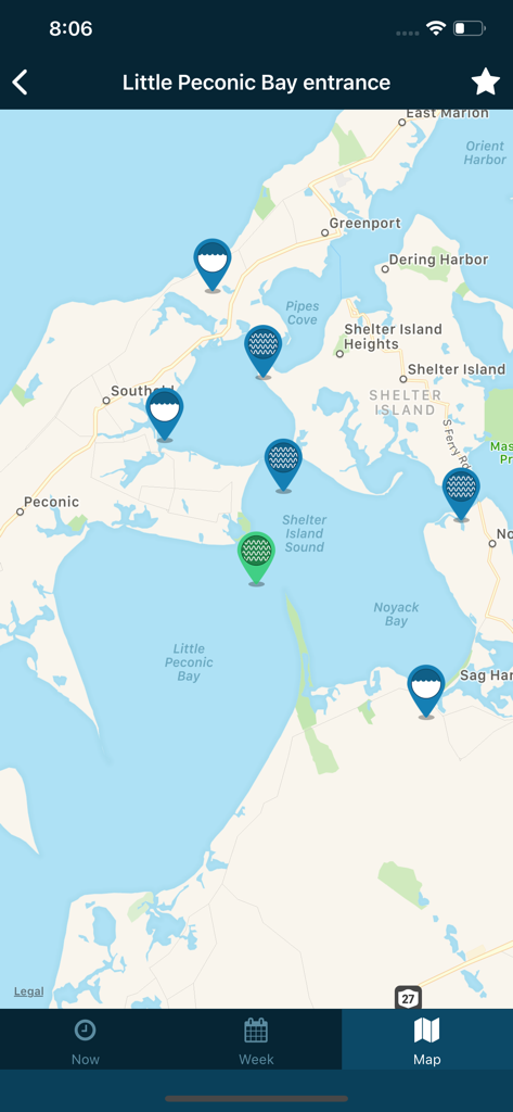 Tides Near Me - Map view showing nearby tide and current stations for coastal navigation