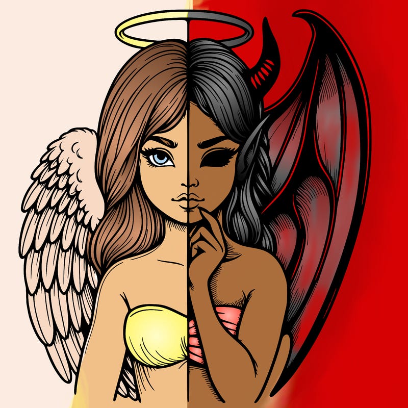 realistic angel half demon