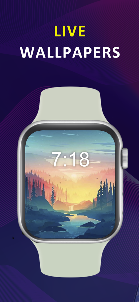 Watch Faces Gallery + - カラフルな景色のライブ壁紙を表示するApple Watch