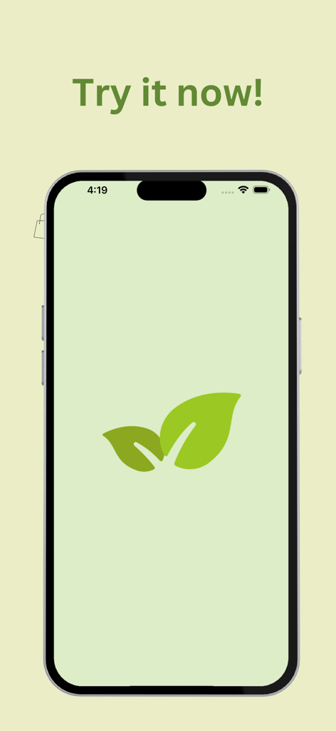 PlantID: Plant Identification - PlantID mobile app interface with leaf logo and Try it now call to action