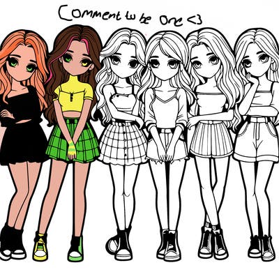 a group of girls realistic