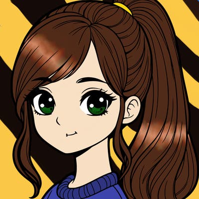 realistic girl with a ponytail