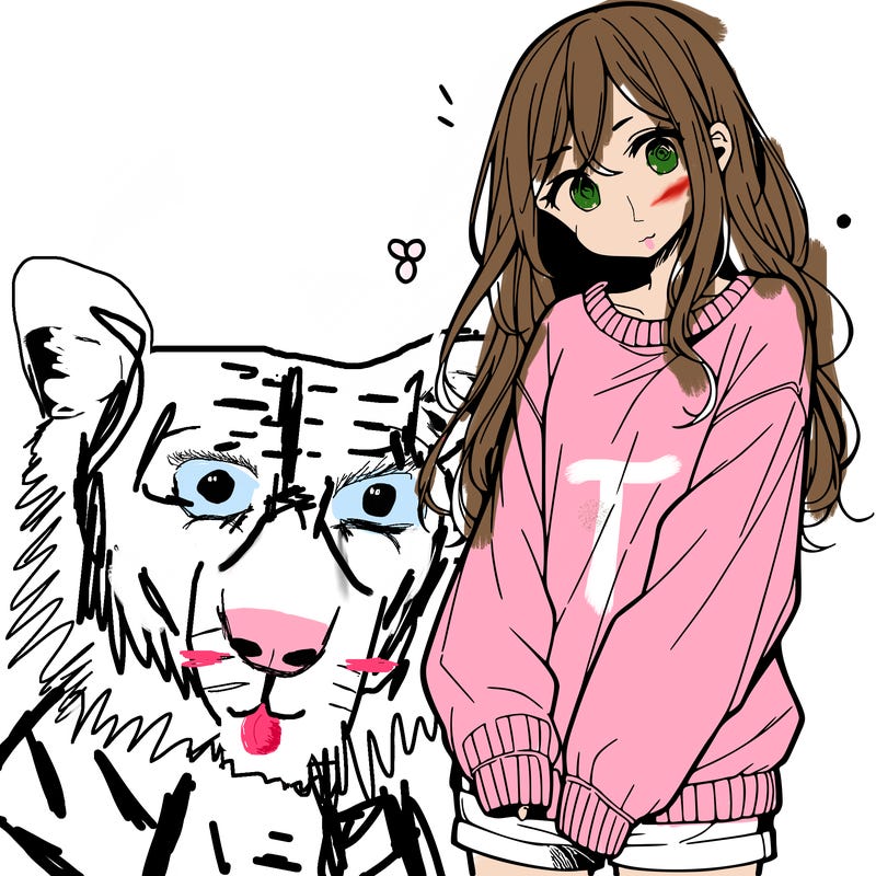 manga teen girl  in a sweater and baggy pants