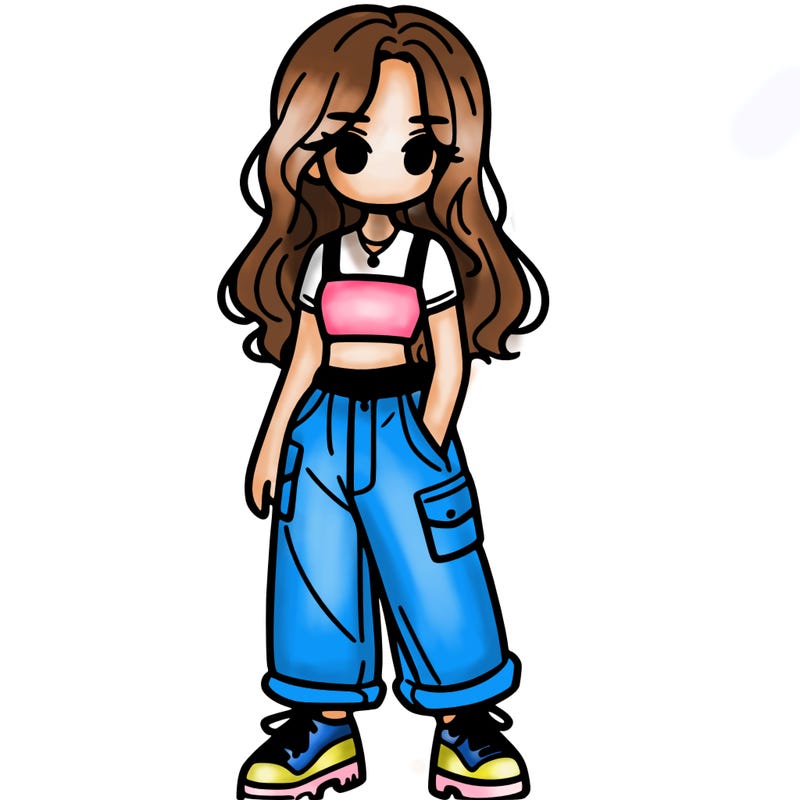 girl in crop top and baggy pants