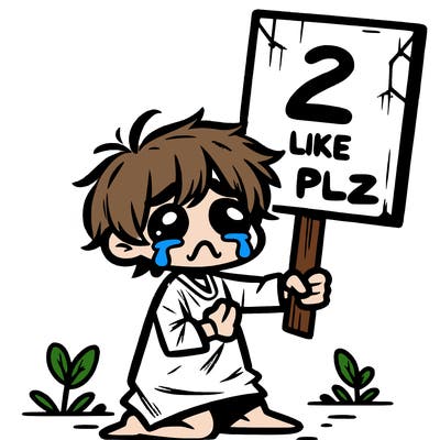 small poor toddler crying with sign that says 2 like plz