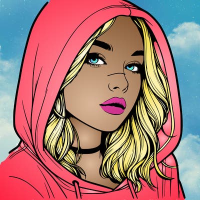 realistic girl with hood on