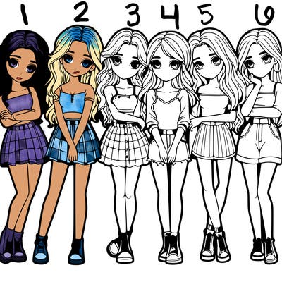 a group of girls realistic