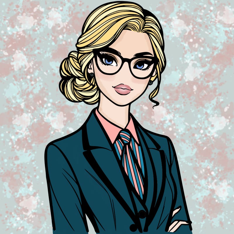 elegant woman in suit and glasses