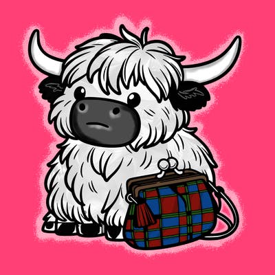 highland cow in a purse