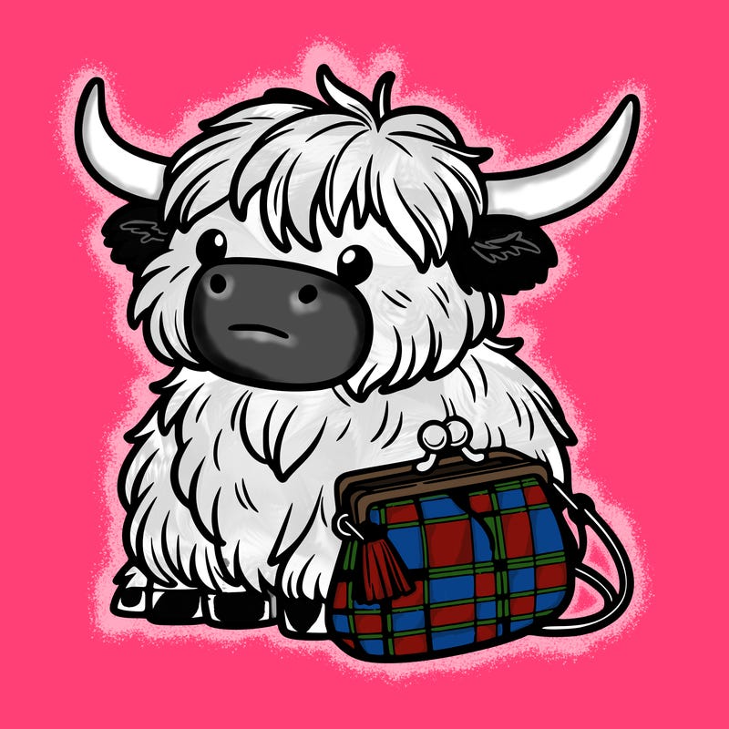 highland cow in a purse