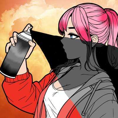 a realistic girl spray, painting