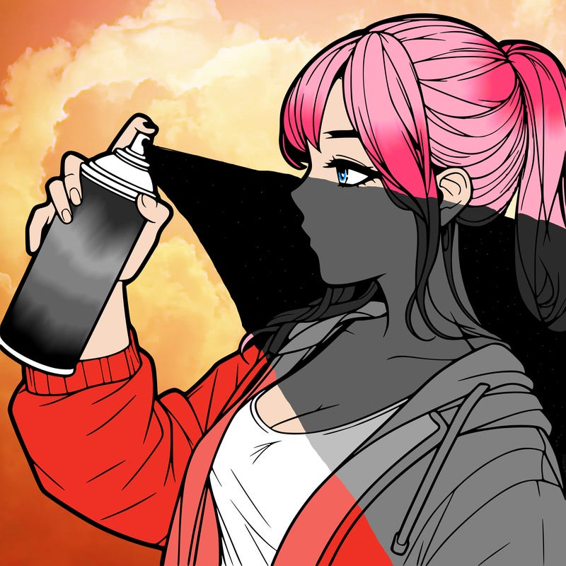 a realistic girl spray, painting