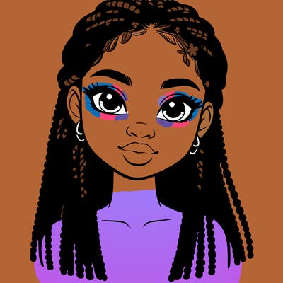 a realistic black girl with braids