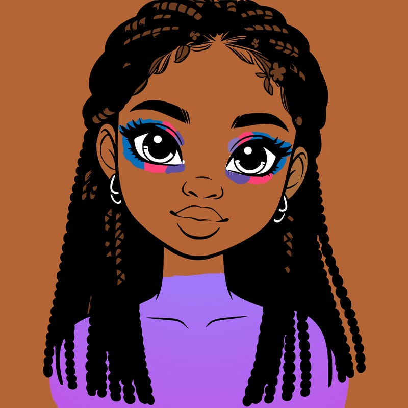 a realistic black girl with braids