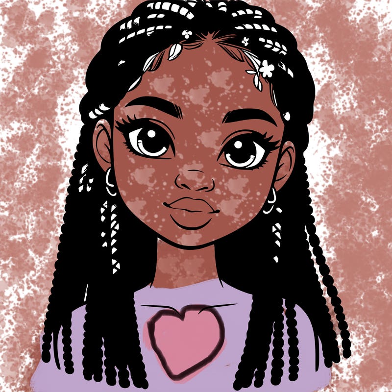 a realistic black girl with braids