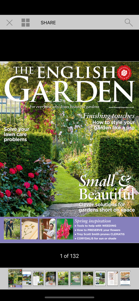 The English Garden Magazine - The digital cover of The English Garden magazine featuring a lush garden path with red roses and landscaping advice