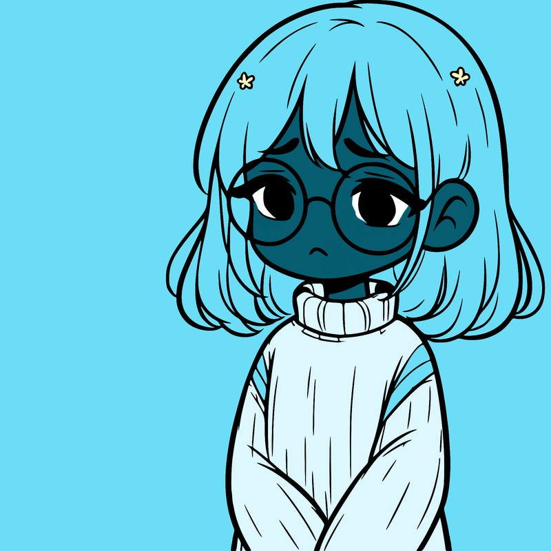 sad girl with glasses in a sweater