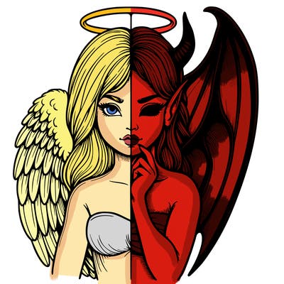 realistic angel half demon