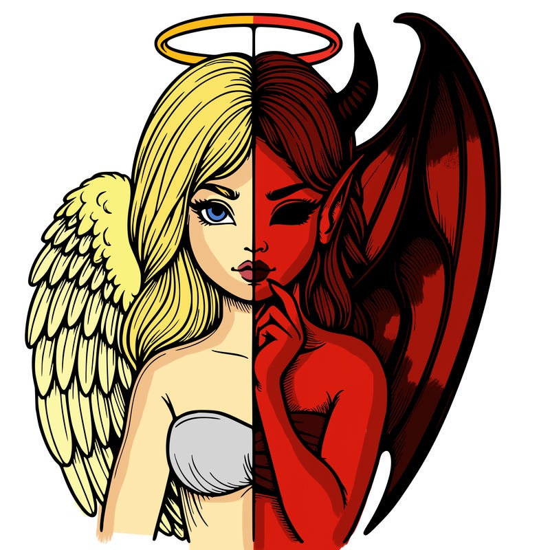 realistic angel half demon