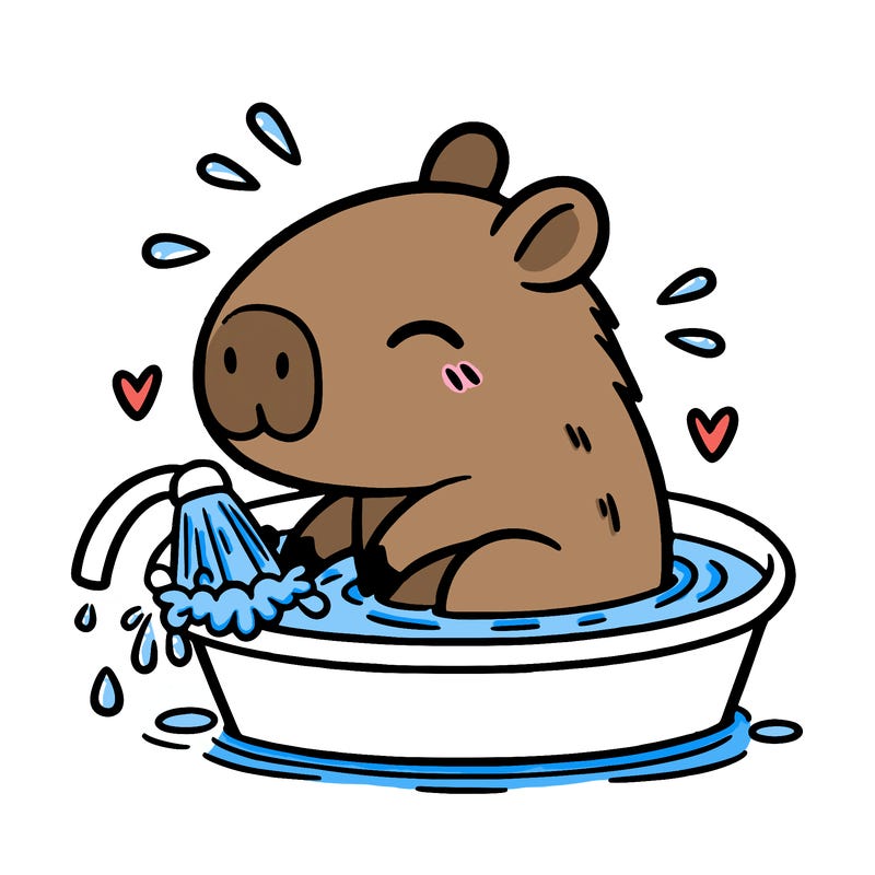 capybara taking a bath