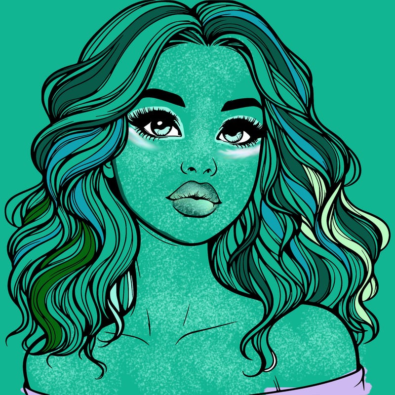 realistic girl with wavy hair and lips